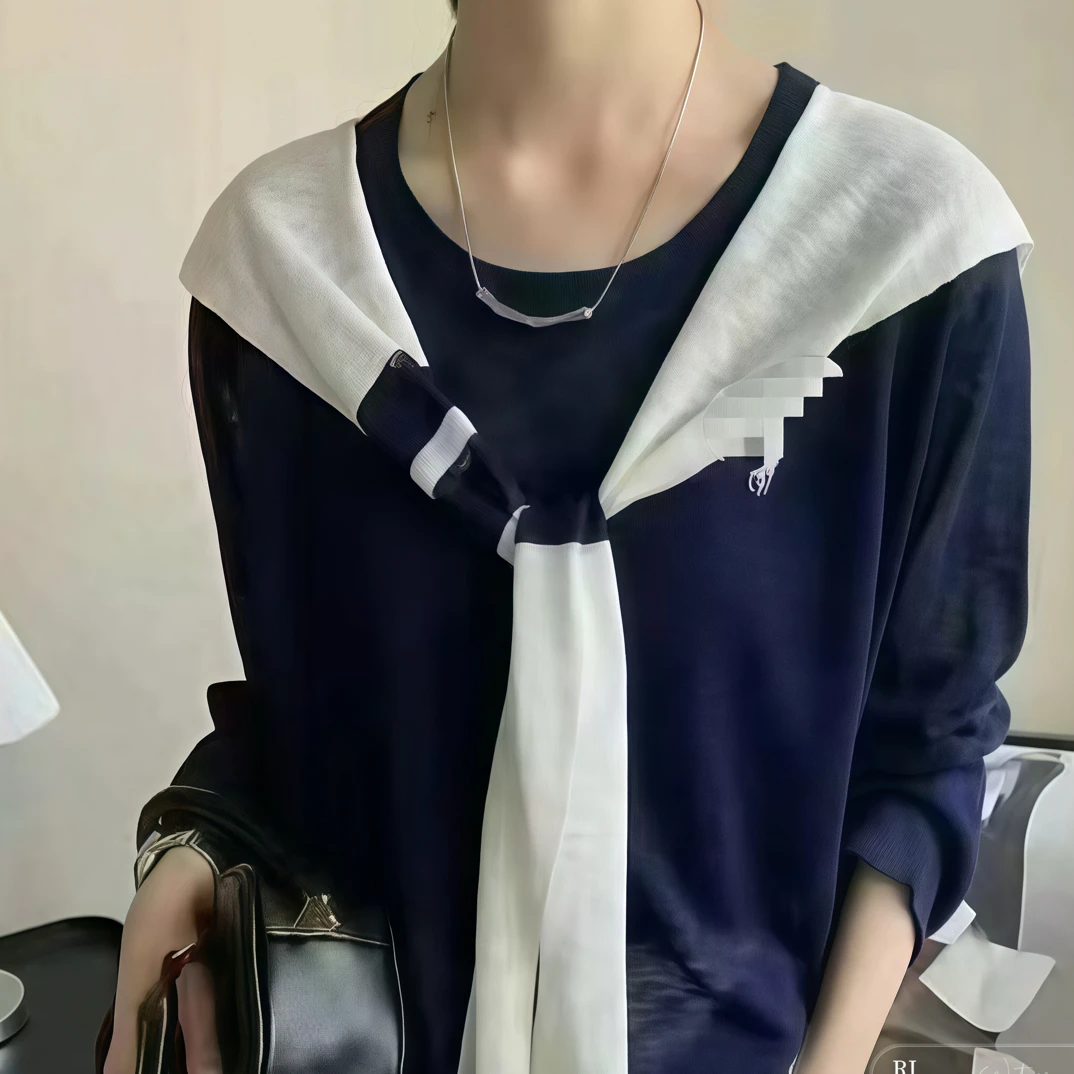 【RJ】秋季长袖薄款针织衫圆领毛衣两件套网红网红洋气出游服装女