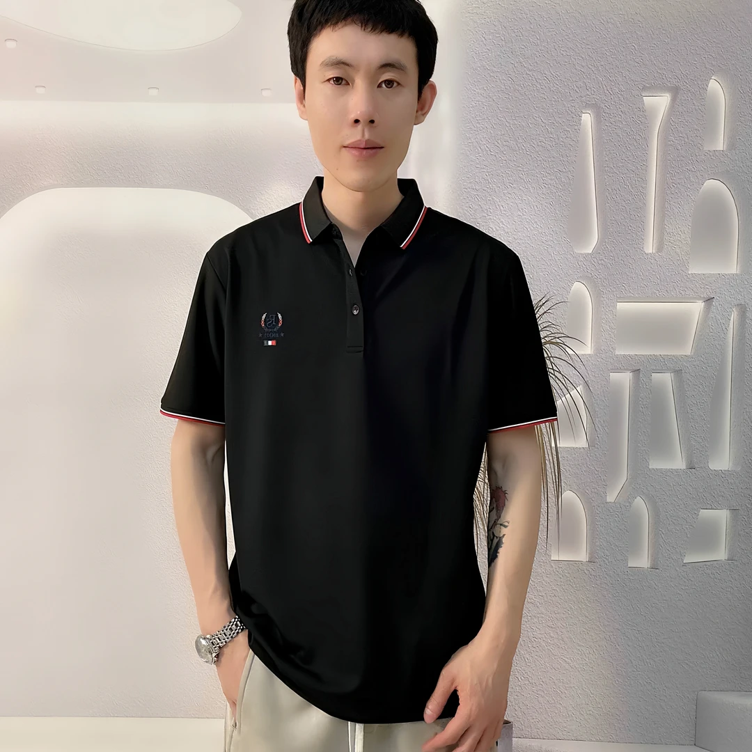潮流刺绣男士休闲抗皱翻领短袖polo衫夏季时尚百搭商务高档T恤潮
