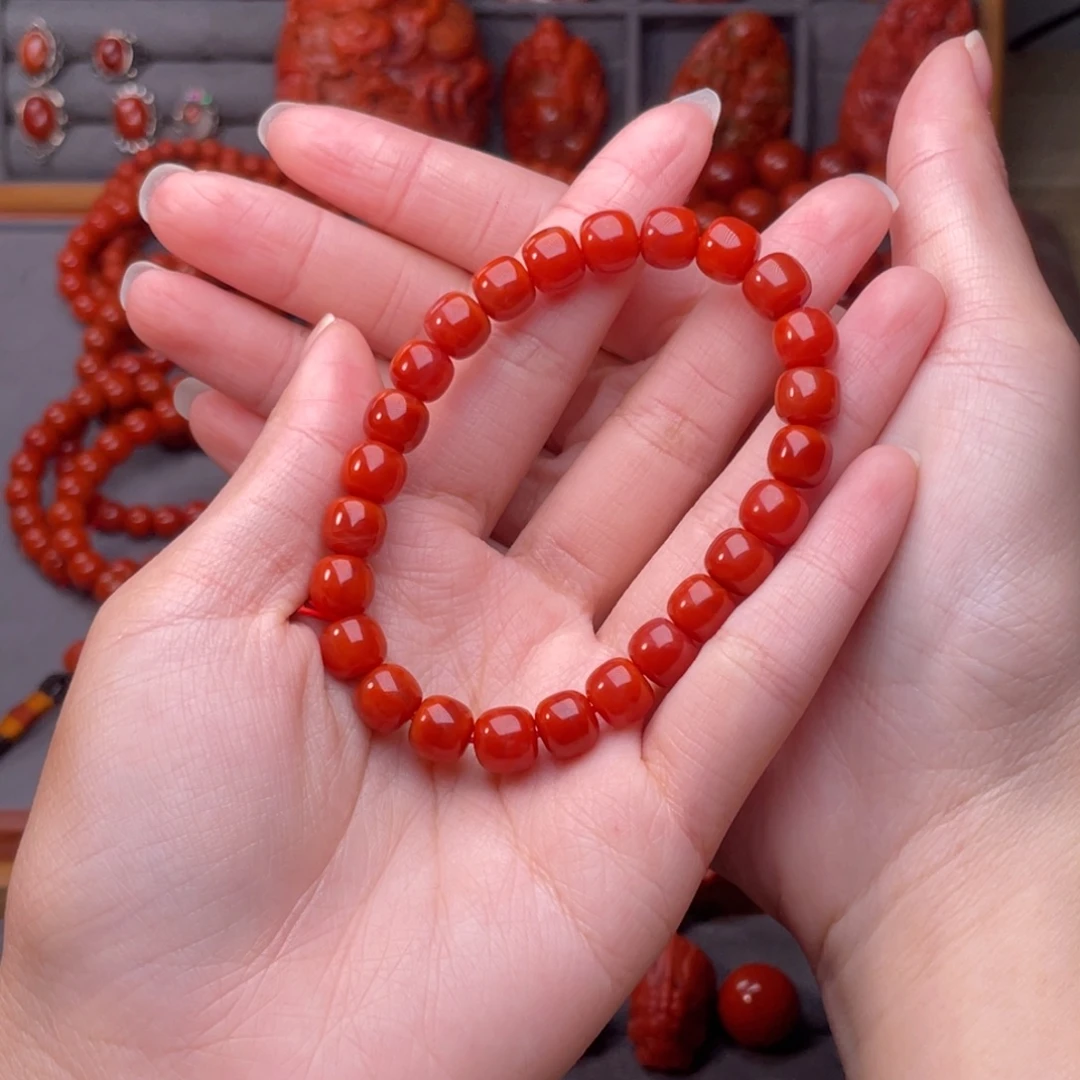 南红玛瑙未镶嵌配饰卡8mm