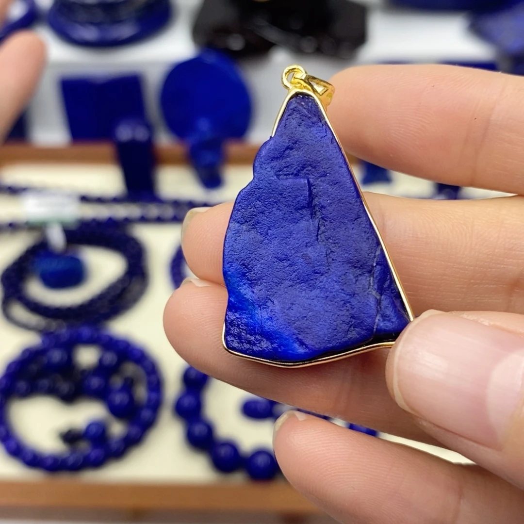 青金石颈饰银S925镀金镶嵌