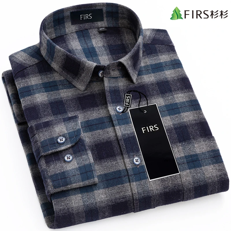 杉杉纯棉法兰绒磨毛格子长袖衬衫商务休闲衬衣男款高级感抗皱男装