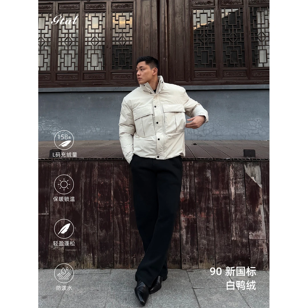GTAL25AW美式休闲新国标90白鸭绒商务轻熟刺绣口袋羽绒服立领外套