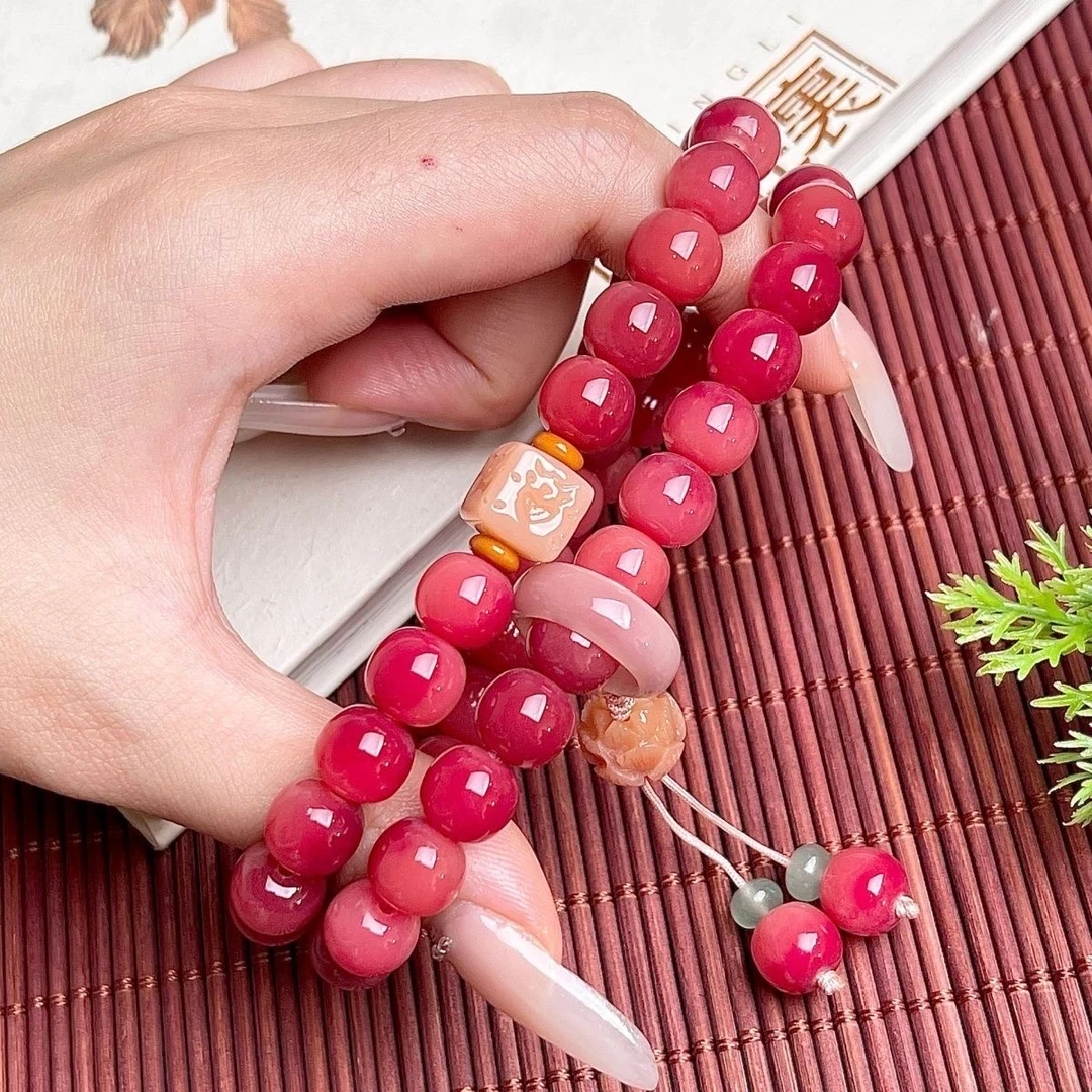 落棠轻吟 菩提手串双圈手持菩提根佛珠念珠手串