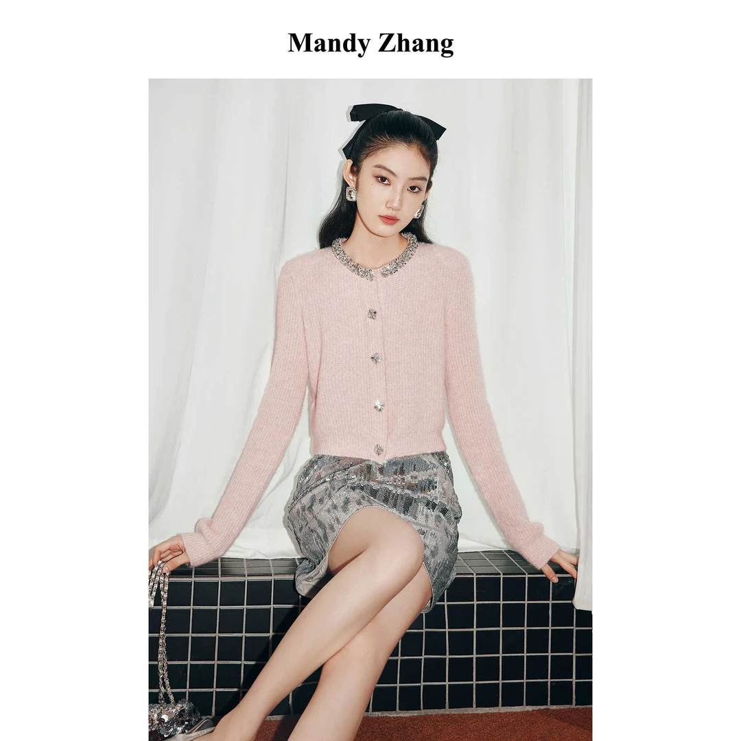 【初依专属】MandyZhang苏力羊驼毛针织开衫女秋冬毛衣MMK0649