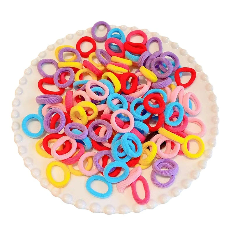 3周岁以上100圈发圈不伤发毛巾圈发绳根儿童马尾宝宝小拇指罐装皮