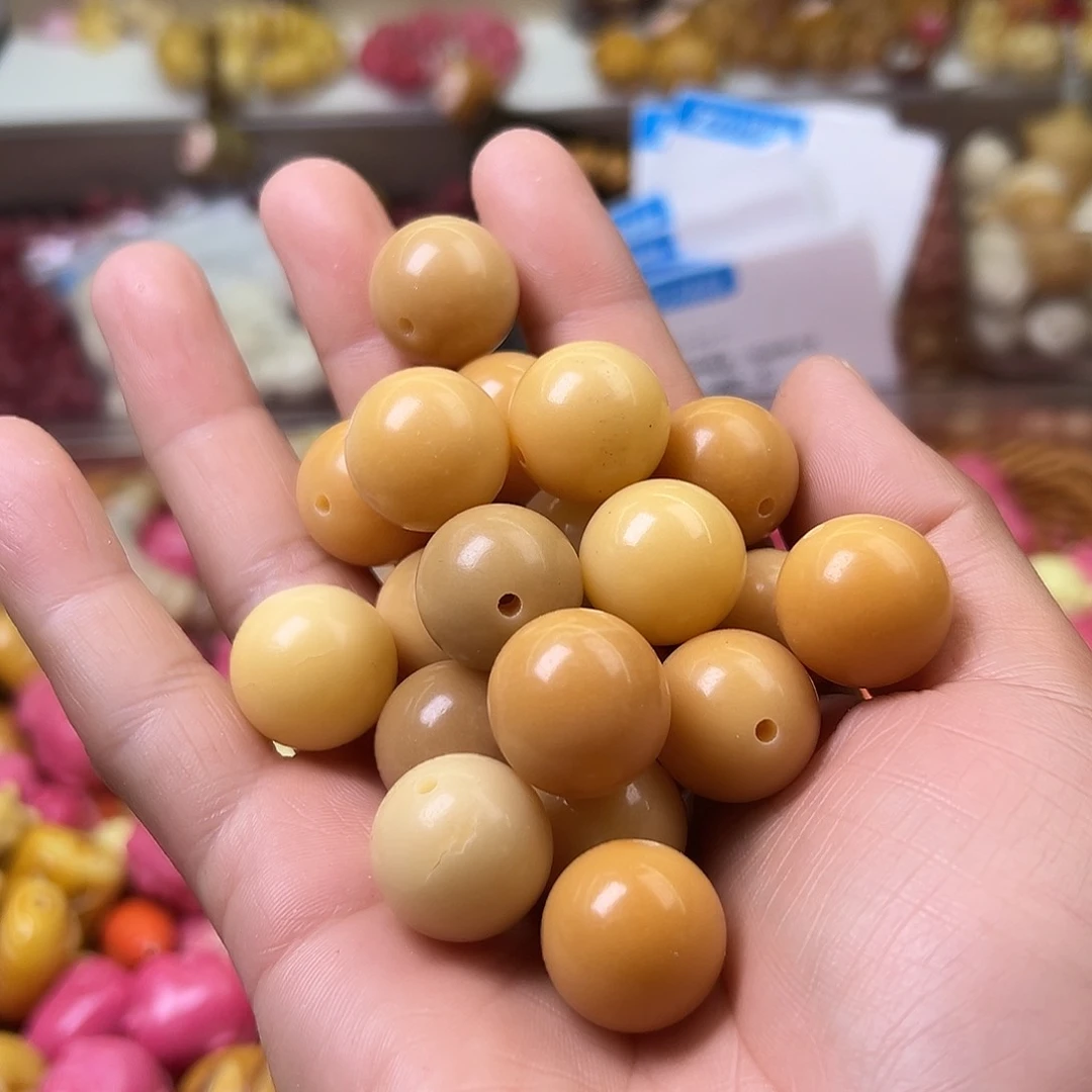 菩提根/象牙果吊坠16颗咖色微瑕大圆珠干磨