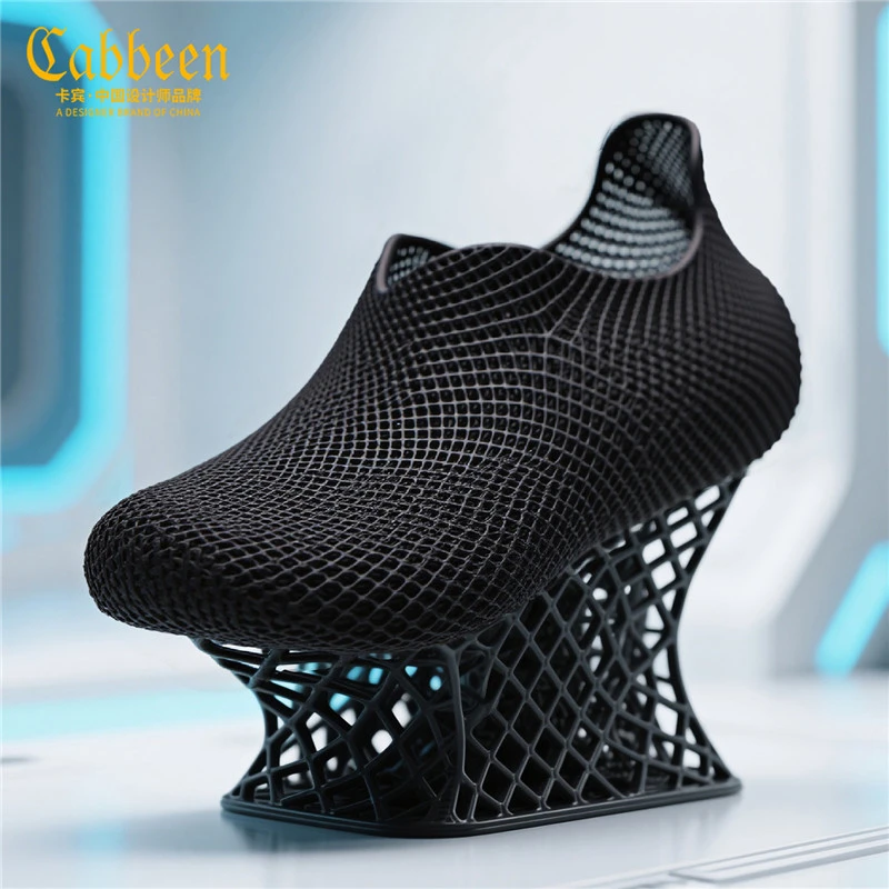 卡宾3D打印一体鞋子软底增高速干男鞋透气镂空时尚轻户外休闲潮鞋