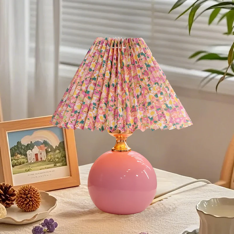 法式风圆形台灯调光简约节能暖光复古床头灯小夜灯卧室台灯床头灯