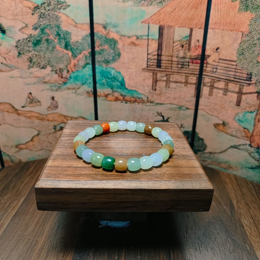 B和田玉多宝桶珠手串（卡8）1862
