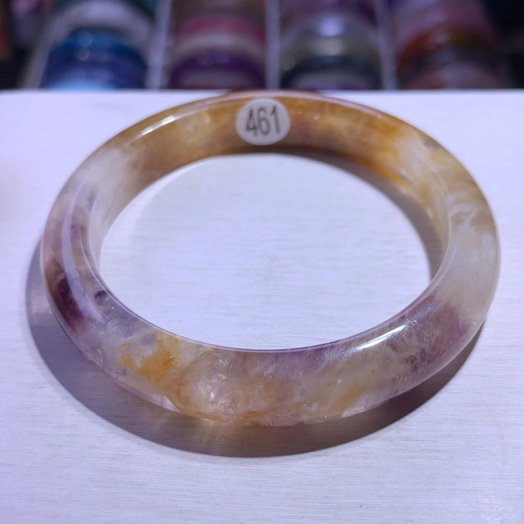 水晶手镯银S925镶嵌极光兔毛56.4圈461