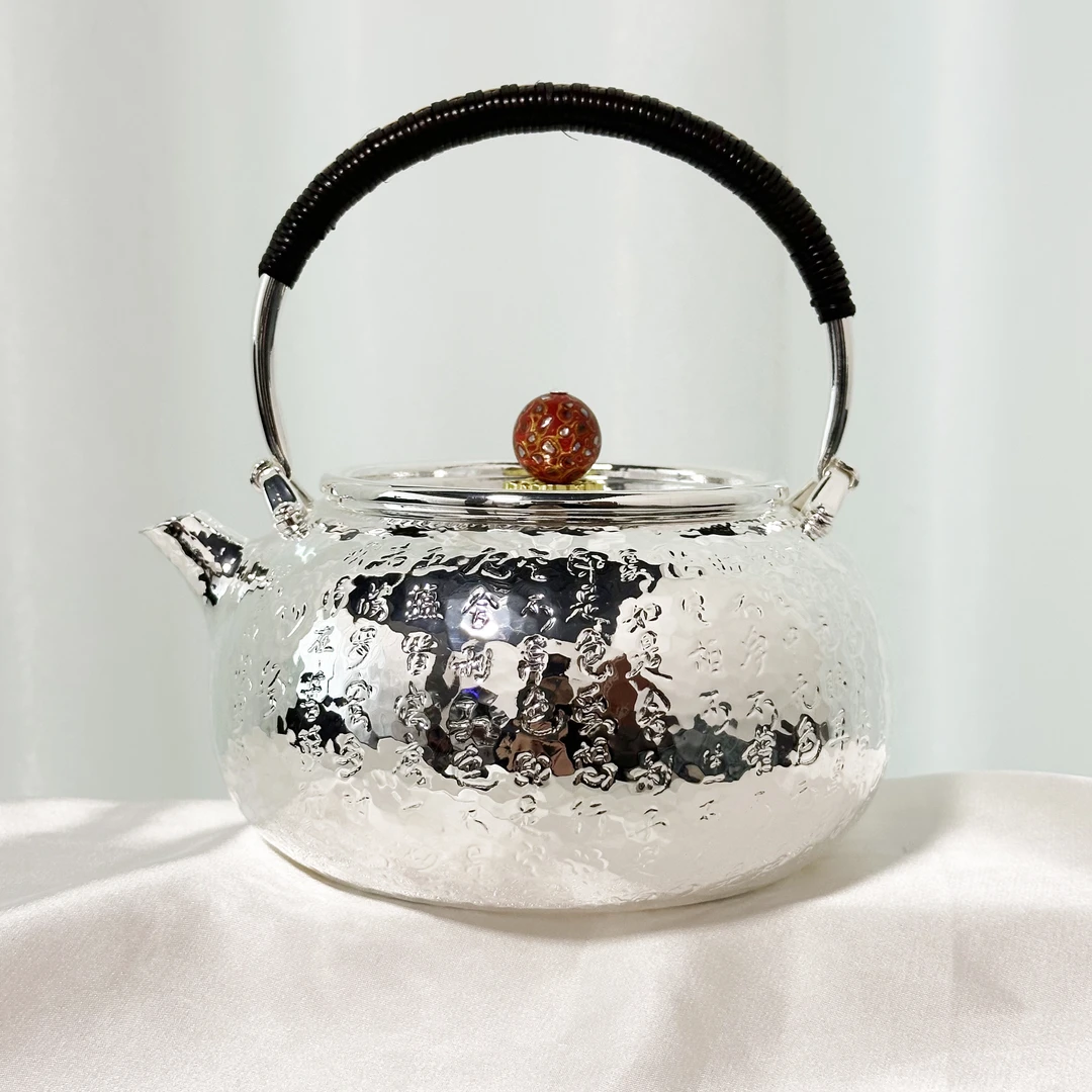 清货-手工纂刻心经纹老师手作茶壶烧水可明火电陶炉凹盖红顶