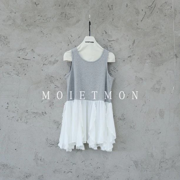Moi et mon秋季新款小众设计师时尚带纱背心裙百搭休闲简约背心裙