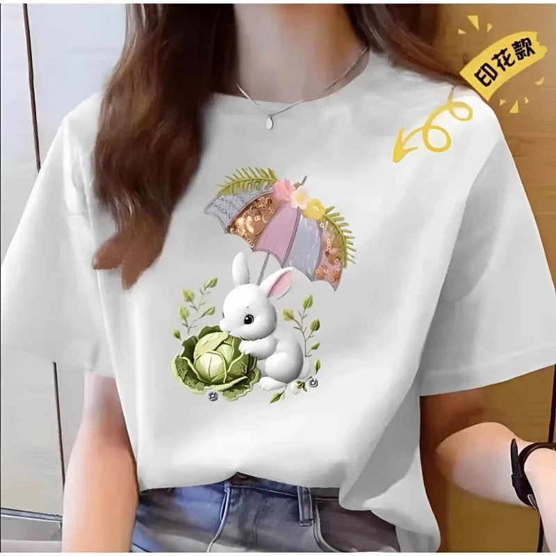 【100%纯棉】夏季女款女士时尚百搭潮流纯棉短袖t恤圆领显瘦半袖