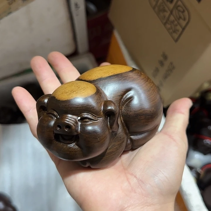木黑檀木12双色福气猪一只