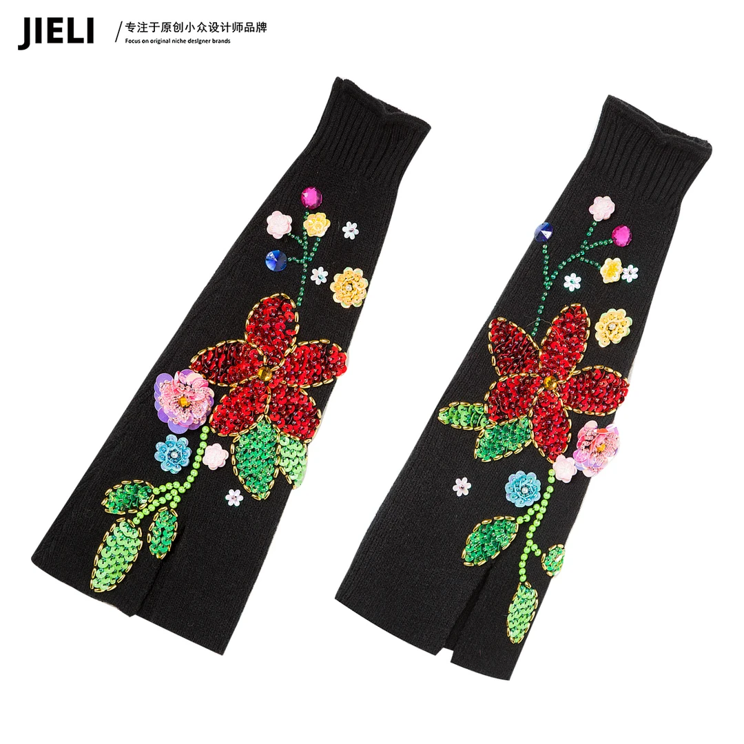 原创设计师小众高奢定制款黑色腿套女Q7076