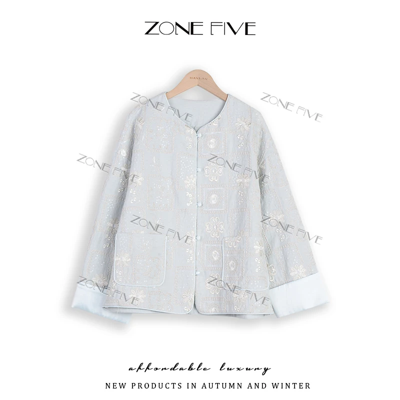 【zonefive】“天丝亚麻"2025春款重工绣花外套爆款超好看气质上衣女