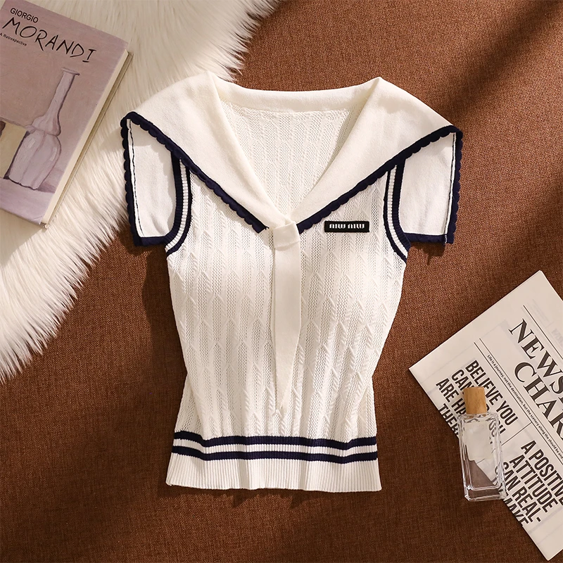 海军领针织吊带背心女外穿性感修身显瘦辣妹2025新款短款无袖上衣