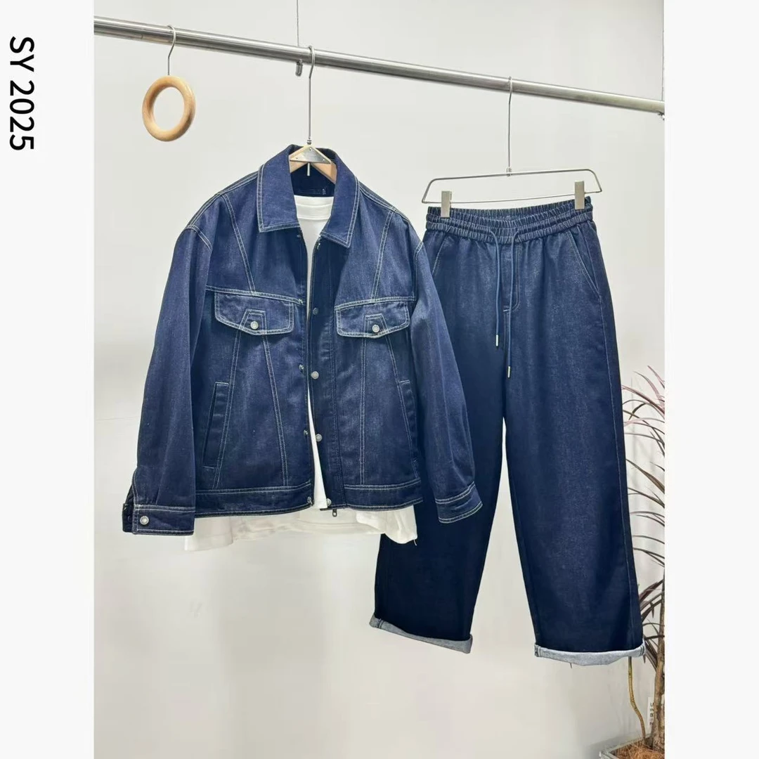Sy2025秋季新款丹宁蓝牛仔夹克外套翻领潮牌9905-1