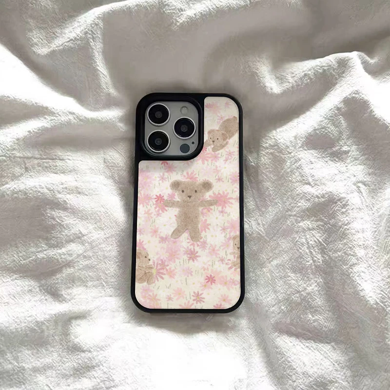 ins花朵小熊适用苹果16promax手机壳iphone15新款14女1312华为p70
