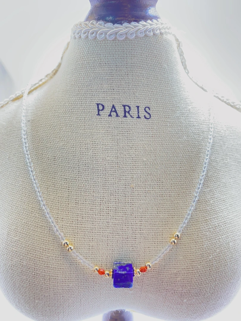 【鹏哥严选】切面方糖青金石轻奢锁骨链a0016