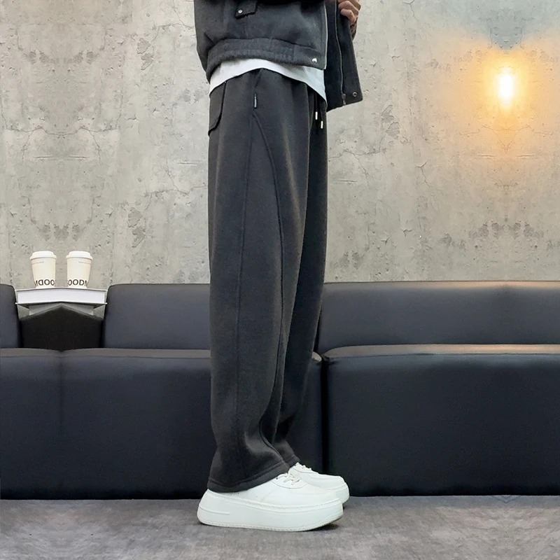 【Q弹空气层】垂顺重磅卫裤男士秋冬宽松弯刀拖地直筒休闲裤子男款