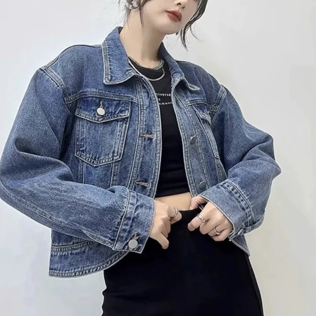 1405 时尚港风复古休闲百搭宽松牛仔外套