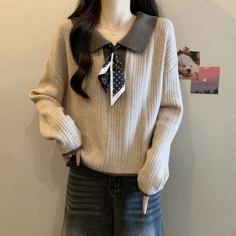 时尚减龄百搭遮肚子针织衫毛衣女秋冬胖mm大码设计感洋气上衣969