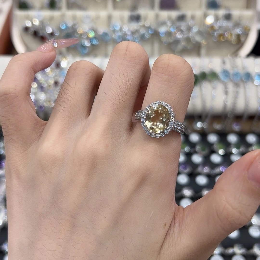 包***号银S925镶嵌戒指黄晶