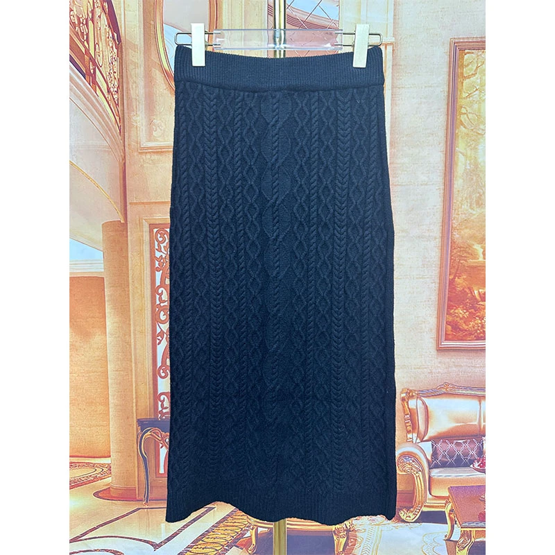 2021冬季新款腰裙麻花长款针织女半身裙