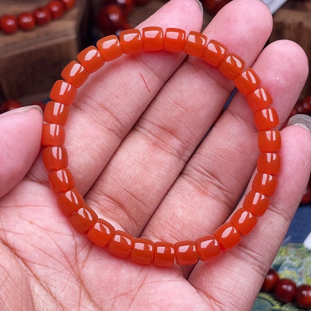 南红玛瑙未镶嵌手链南红凉山樱桃红直切卡6