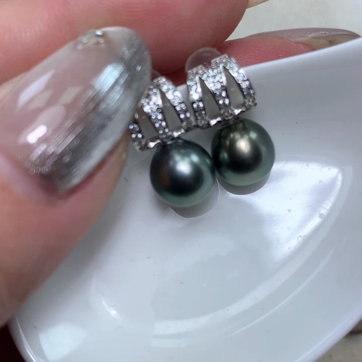 银S925镶嵌耳饰海水珍珠