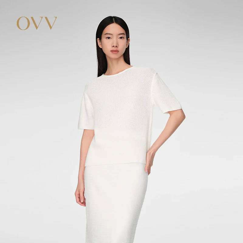 【艾钱钱专属】OVV春夏新女装套头休闲易搭短袖针织衫GNZBJ14005A