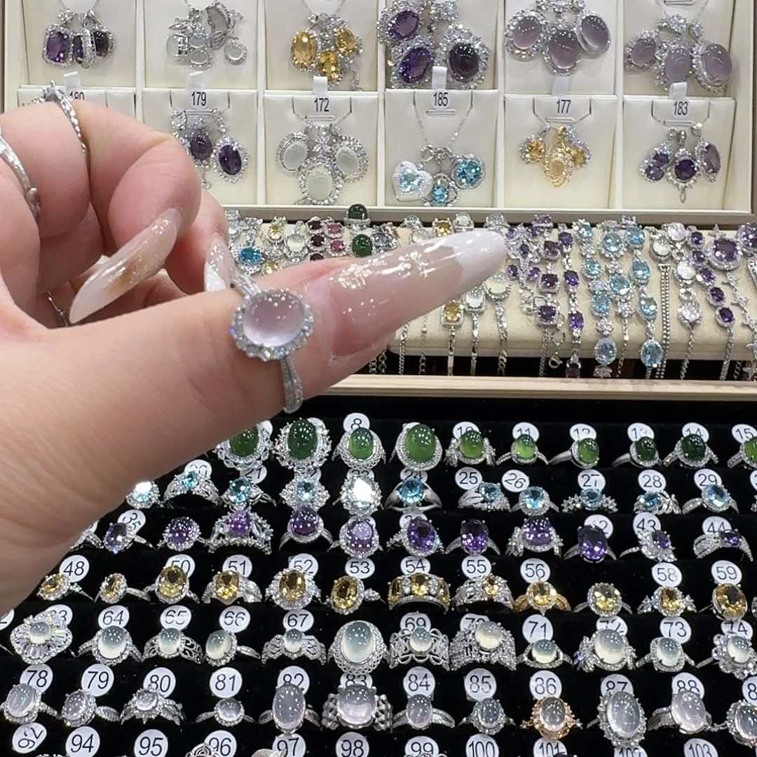 *****蛇纹石玉银S925镶嵌戒指