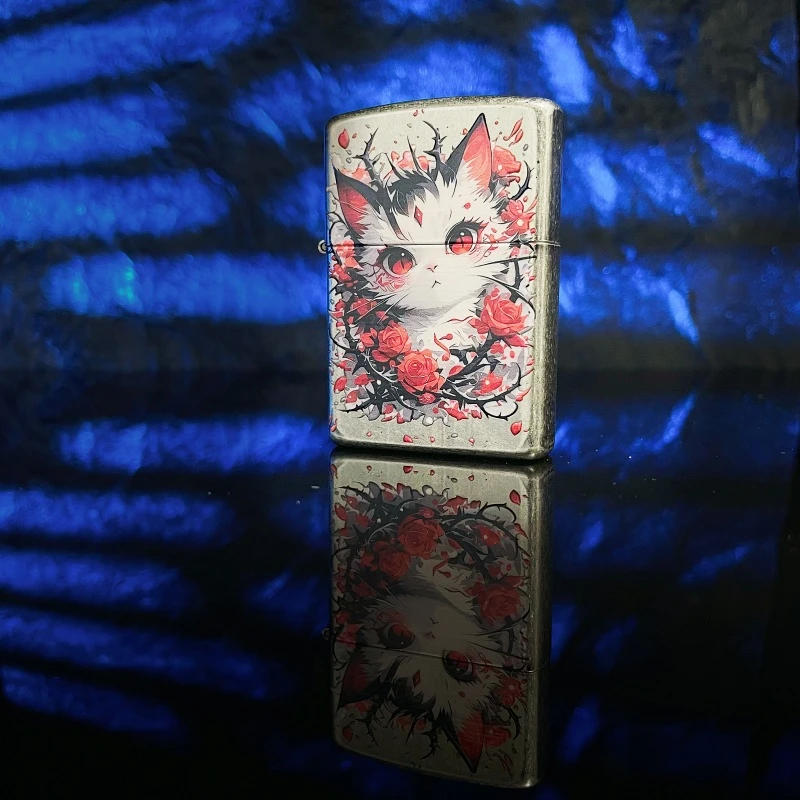 古银猫咪煤油打火机高档男士轻奢礼物送男友