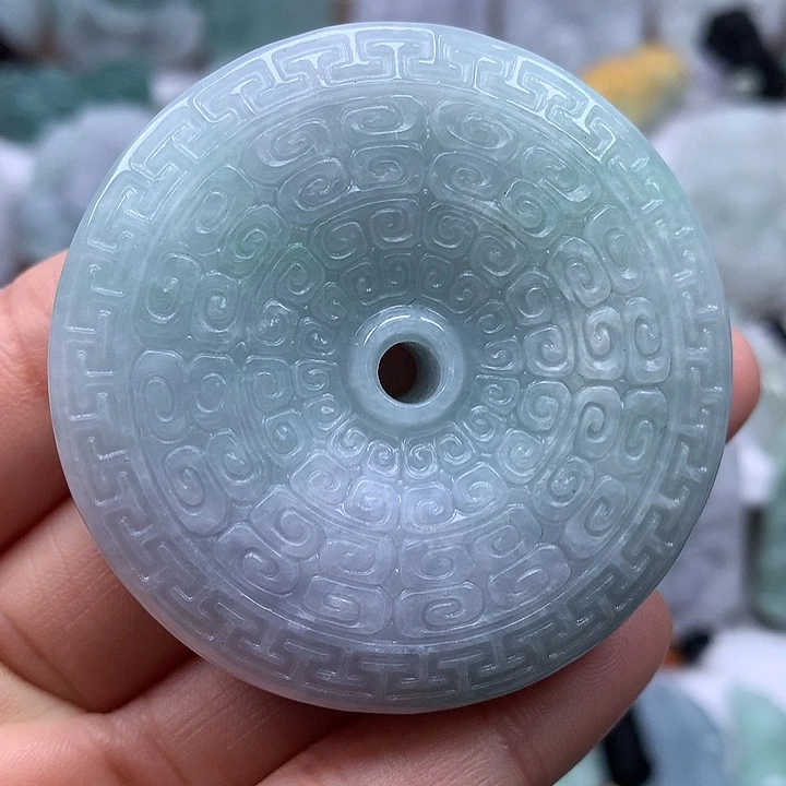 翡翠未镶嵌颈饰仿古平安扣两面工艺福利卡厚13+