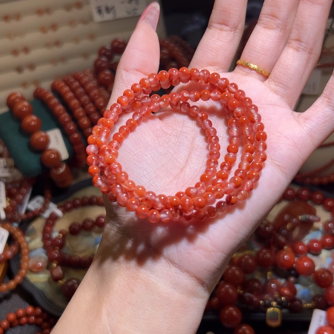 南红玛瑙未镶嵌手链4mm+