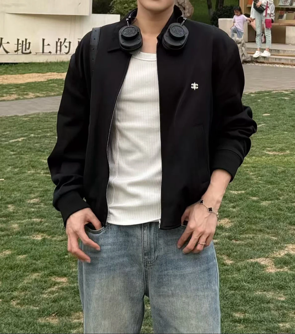 25新款lin家方领夹克黑色口袋长袖下摆弹力外套简约轻奢秋款