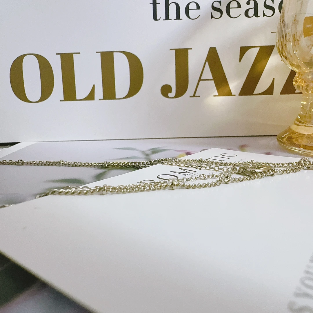 铜合金项链 6010 卡金色双层叠戴项链