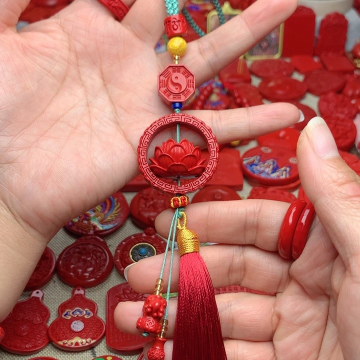 天然辰砂工艺品朱砂车挂