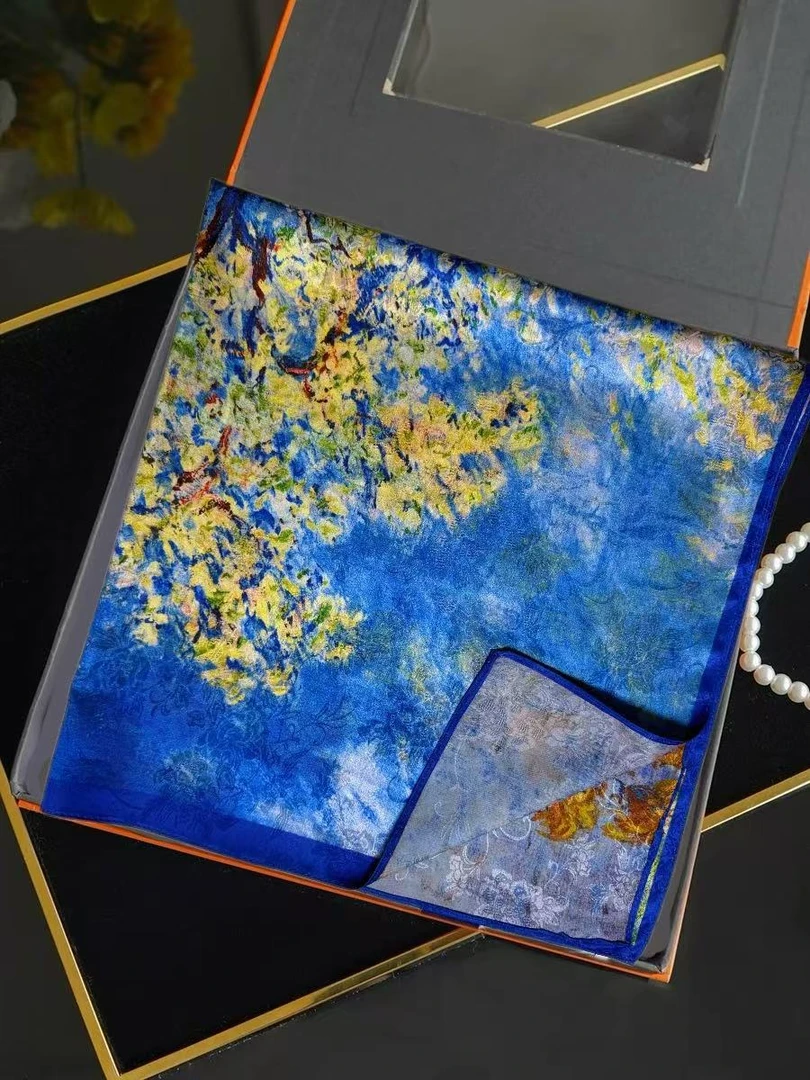 香云纱 莫奈名画丝巾70/70尺寸