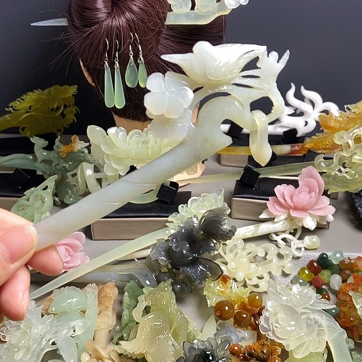 岫玉未镶嵌发簪发簪