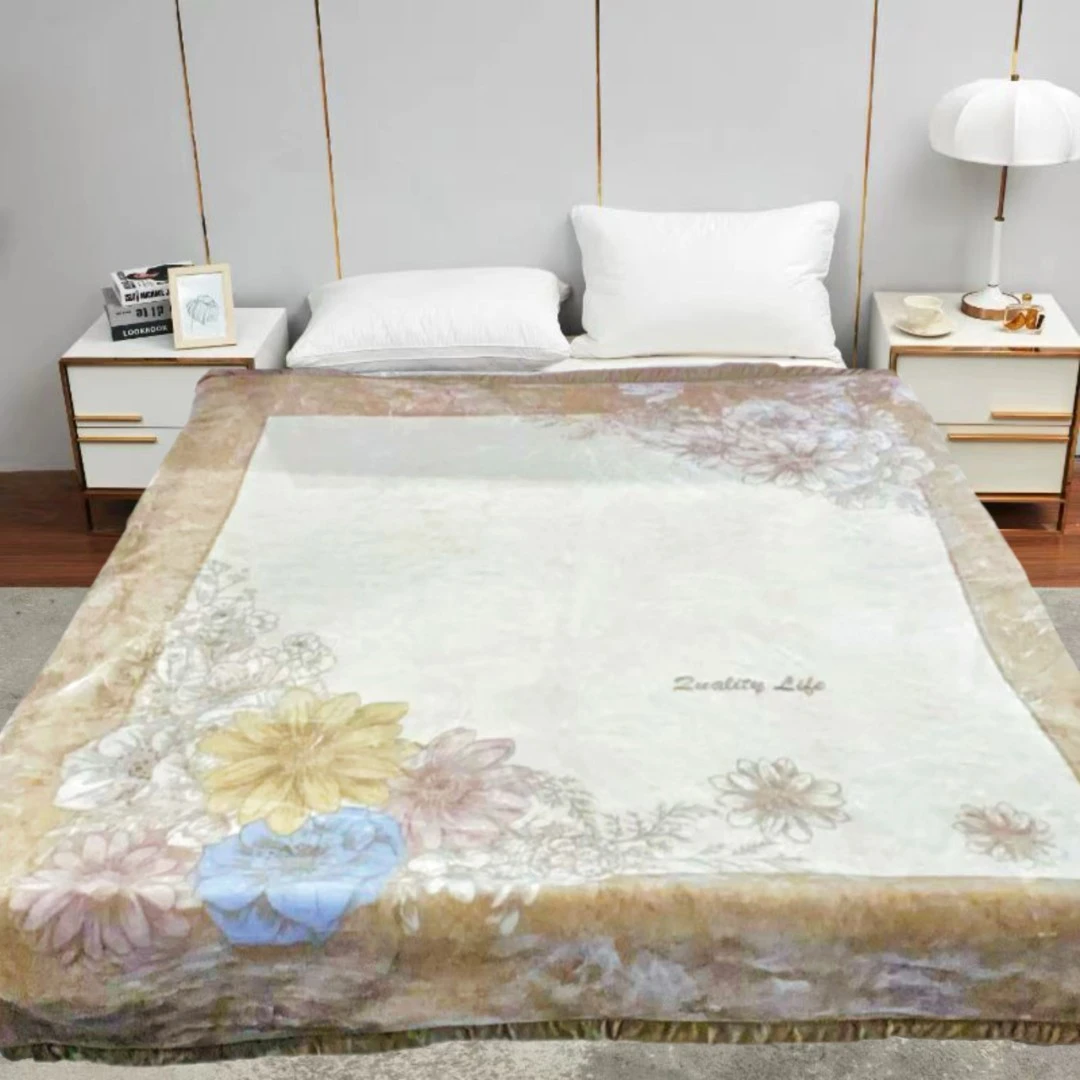 200*230cm 棕色向日葵 双层 午睡毯多功能卧室加厚绒毛毯