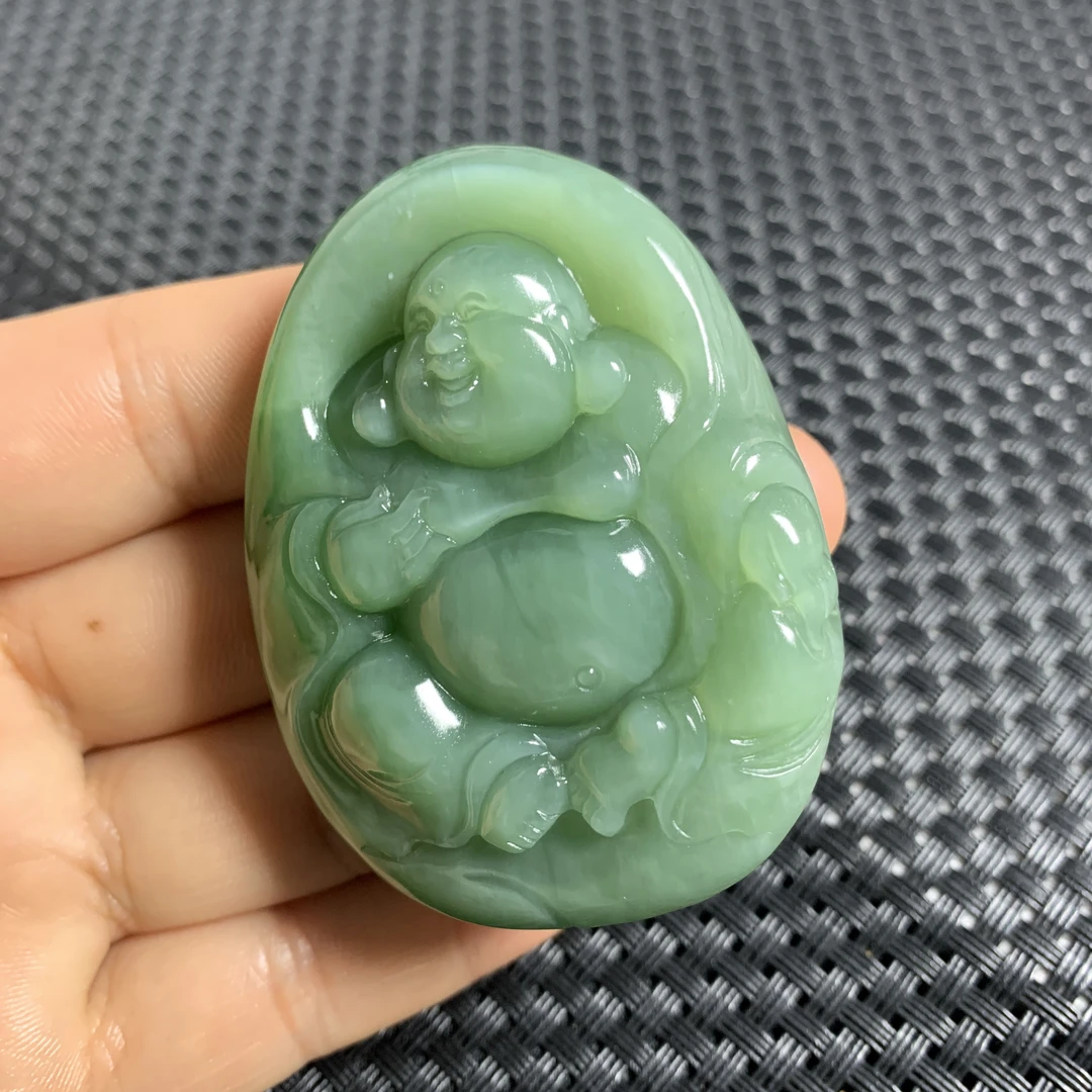 和田玉俄罗斯碧玉弥勒笑佛