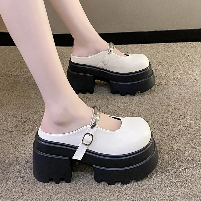 10cm勃肯鞋半拖鞋女2025新款爆款网红厚底一脚蹬懒人鞋包头拖鞋女