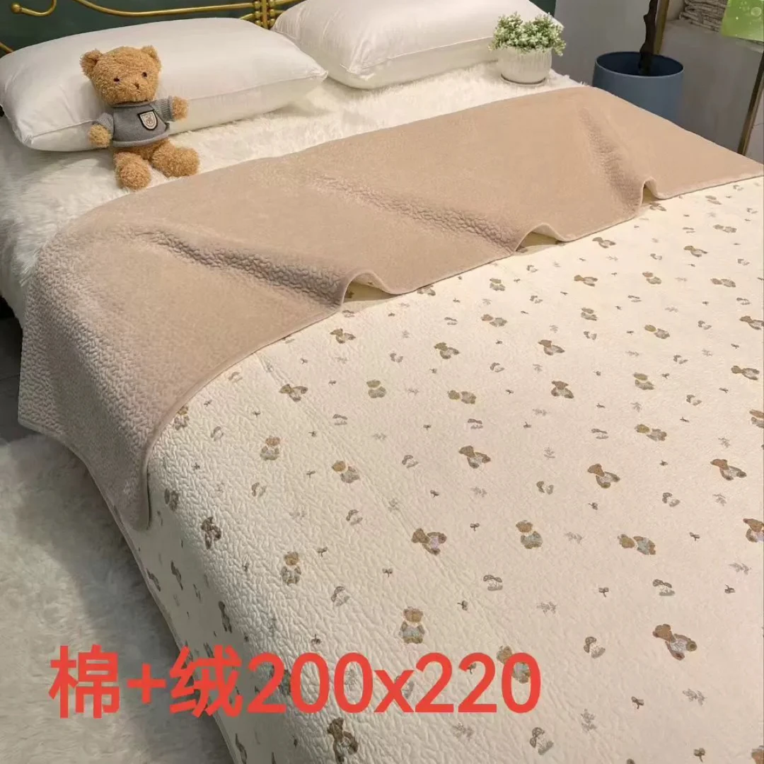 高品质纯棉➕绒双面床盖一面全棉一面宝宝绒四季可用绗缝加厚床单