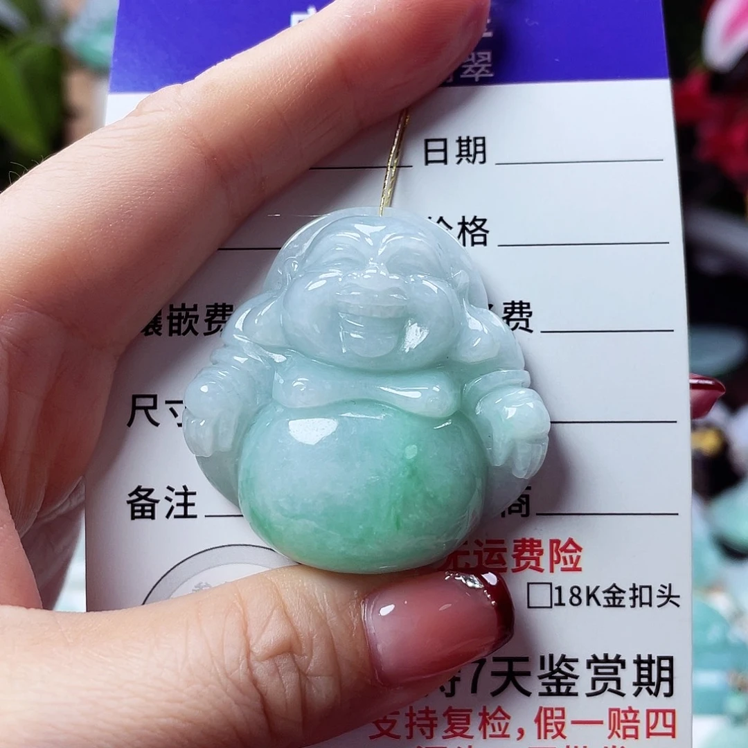 翡翠未镶嵌颈饰佛公75