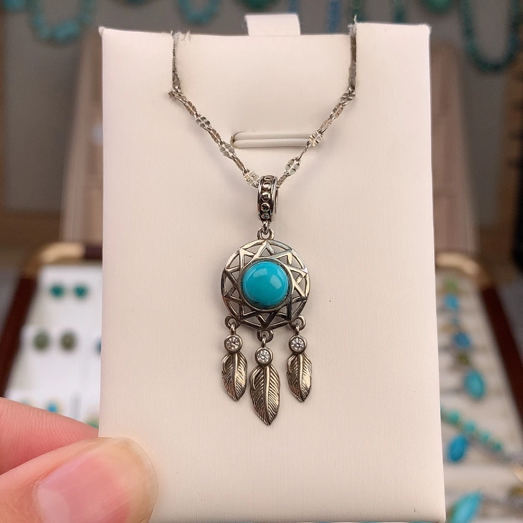 绿松石银S925镶嵌颈饰