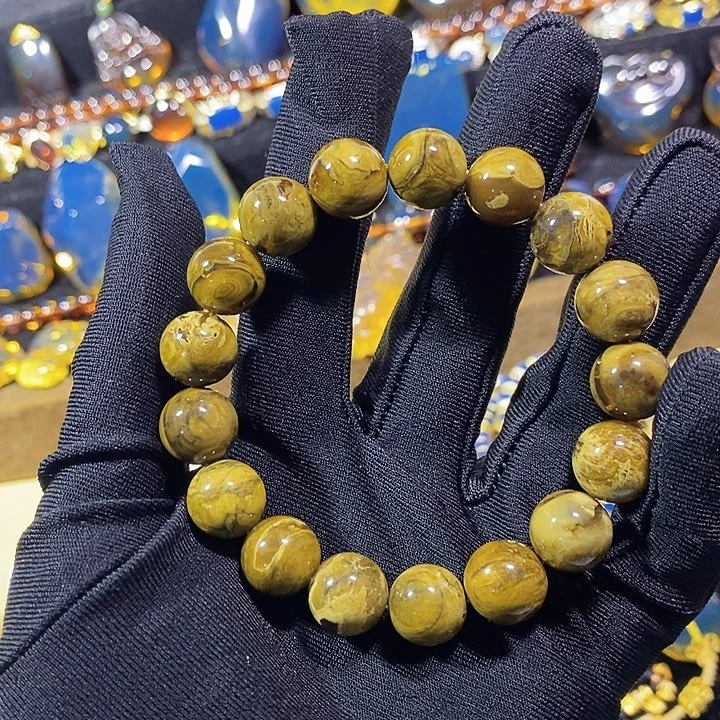 琥珀未镶嵌珠宝奇石根珀手串12