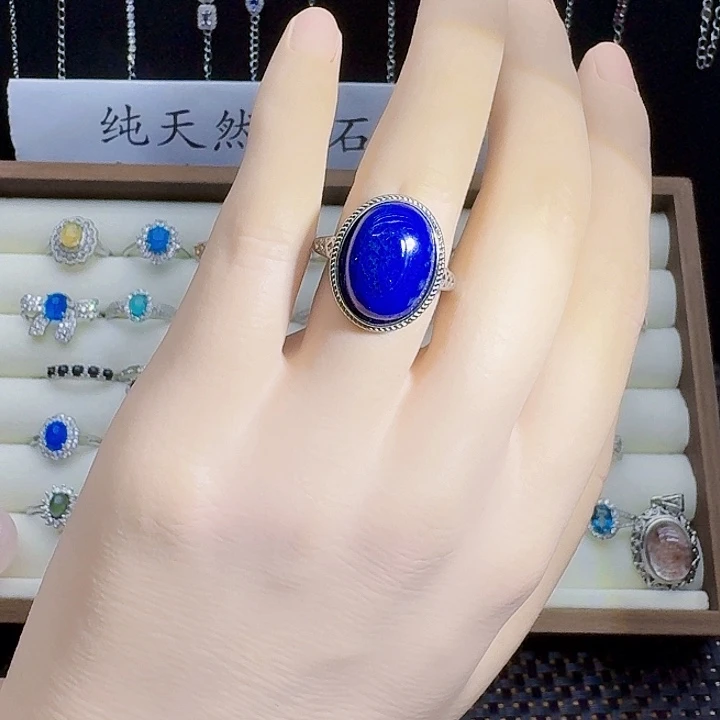 青金石银S925镶嵌戒指