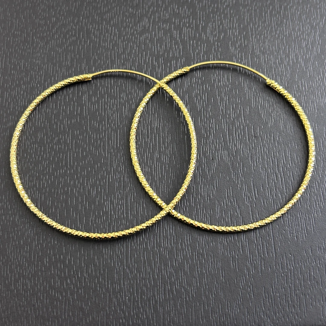 925银耳饰925银耳饰大圈【店长专享】925银车花菱格耳圈YE913